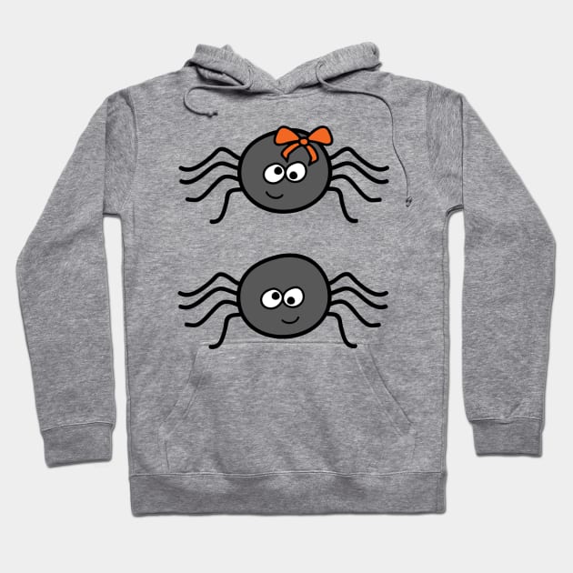 Cute Male and Female Halloween Spiders Hoodie by PLLDesigns